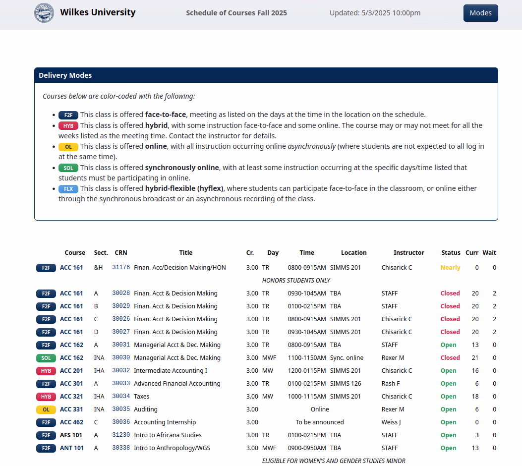 Course Scraper preview